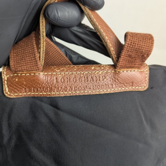 Longchamp Le Pliage Tote Bag Black Nylon Foldable Backpack - Picture 6 of 16